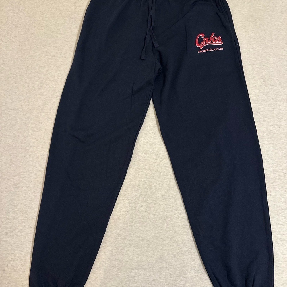 Crooks & Castles Navy Sweatpants with Red‎ Logo